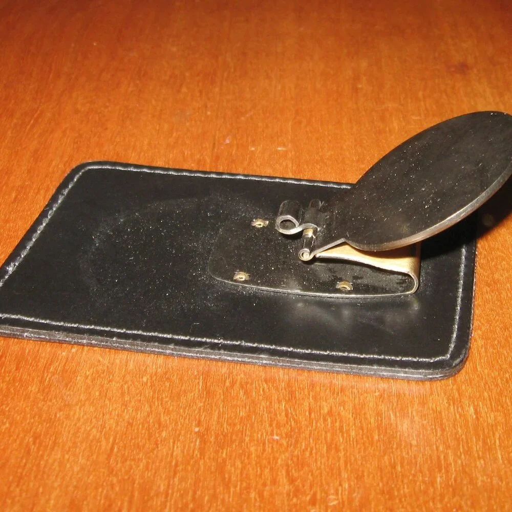 Golf Theme Leather Metal Money Clip Embossed Golfer Slip Pocket for Credit Card